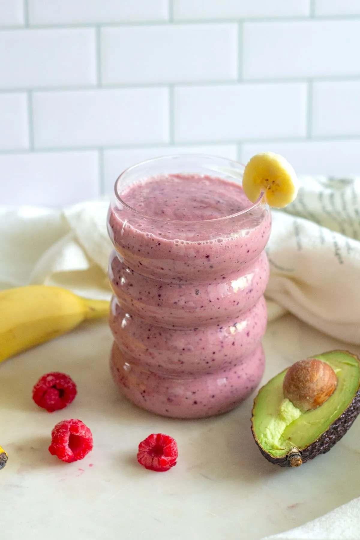 Banana Avocado Berry Smoothie in a Glass