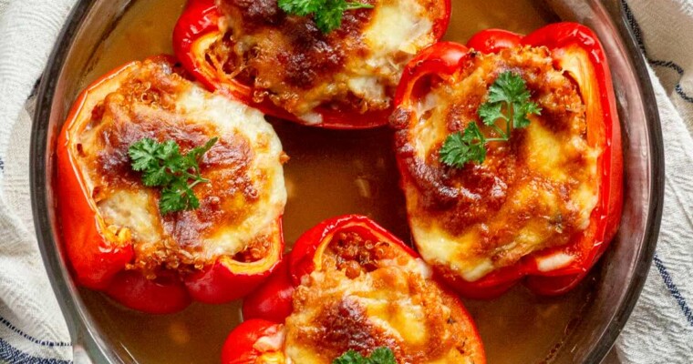 Stuffed Peppers Without Meat (Easy Vegetarian Recipe with Quinoa & Beans)