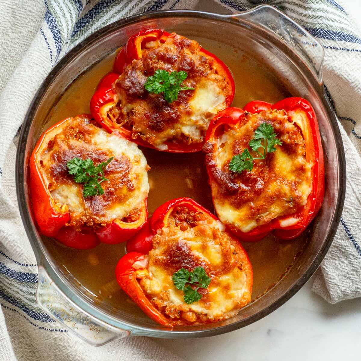 Stuffed Peppers Without Meat (Easy Vegetarian Recipe with Quinoa & Beans)