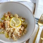 Lemon Butter Chicken Risotto in a Dutch Oven