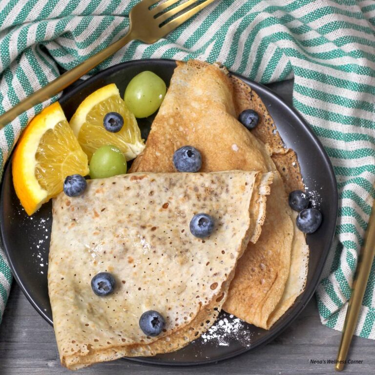 Sugar free coconut oil crepes with whole wheat flour