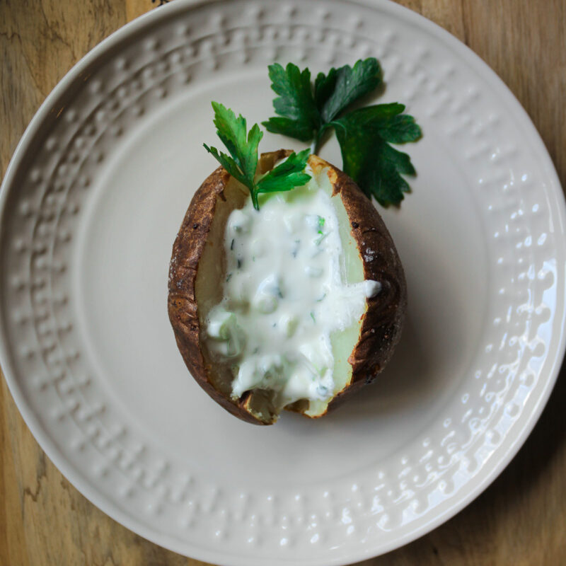 Easy-Oven-Baked-Potato-with-Green-Onion-and-Sour-Cream-Filling