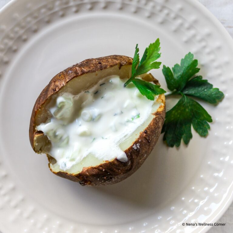 Easy Oven-Baked Potato with Green Onion and Sour Cream