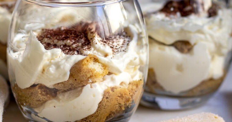 Easy Tiramisu Cups without Mascarpone (No Egg Recipe)