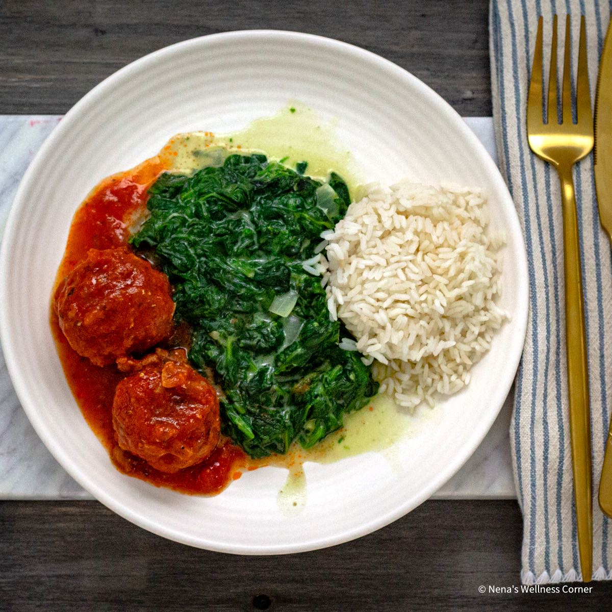Turkey-meatballs-with-spinach-and-rice.