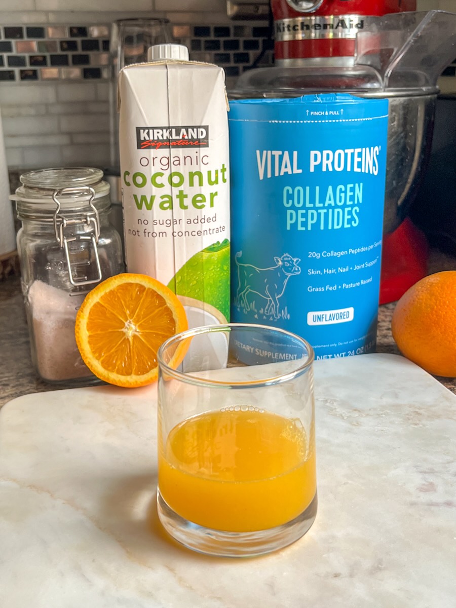 Adrenal Cocktail Recipe Ingredients, start with orange juice.