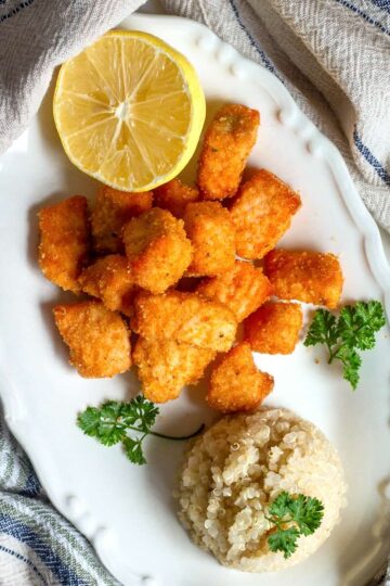 Air Fryer Salmon Bites with Garlic hero photo.
