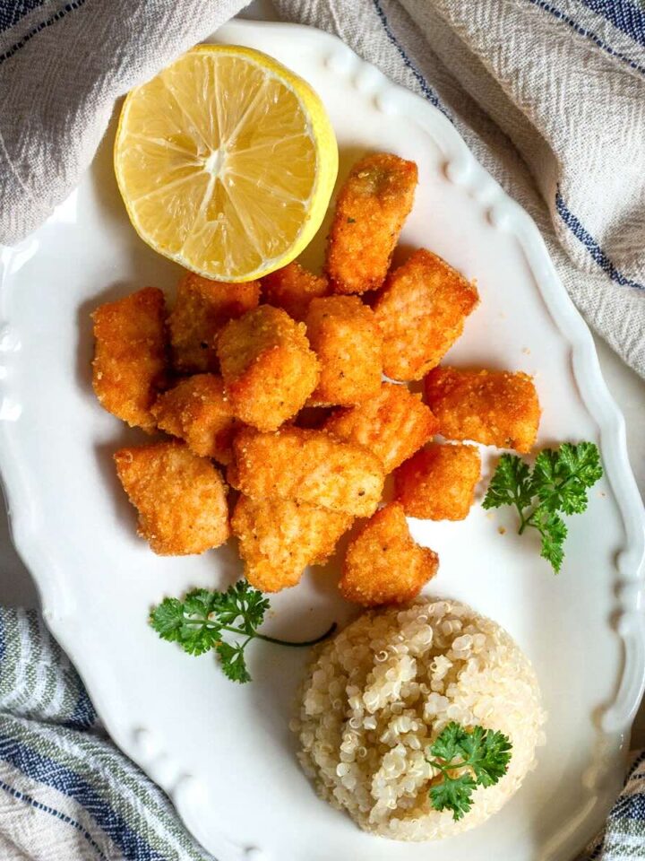 Air Fryer Salmon Bites with Garlic hero photo.