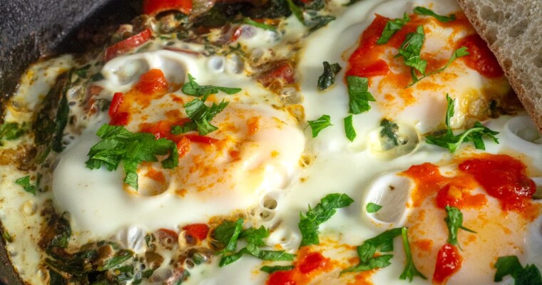 Easy Green Shakshuka with Harissa and Spinach