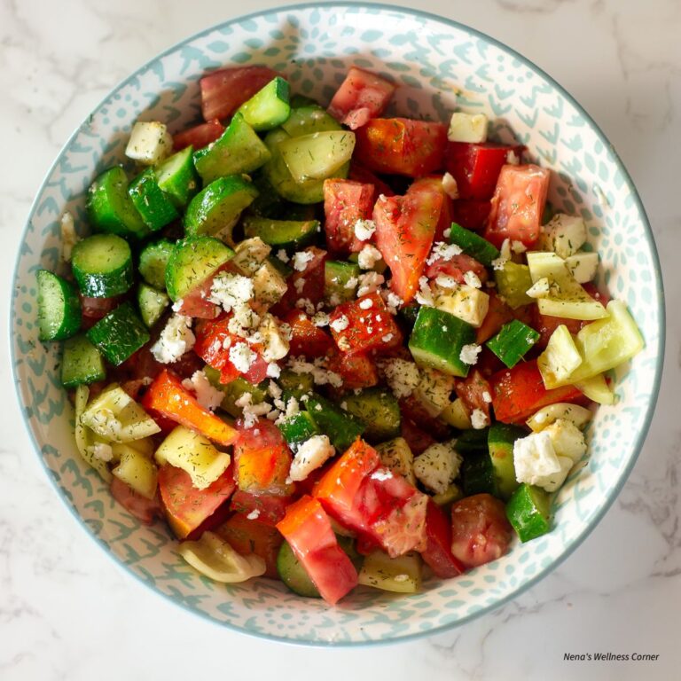 Greek Salad with Heirloom Tomato and Feta Cheese