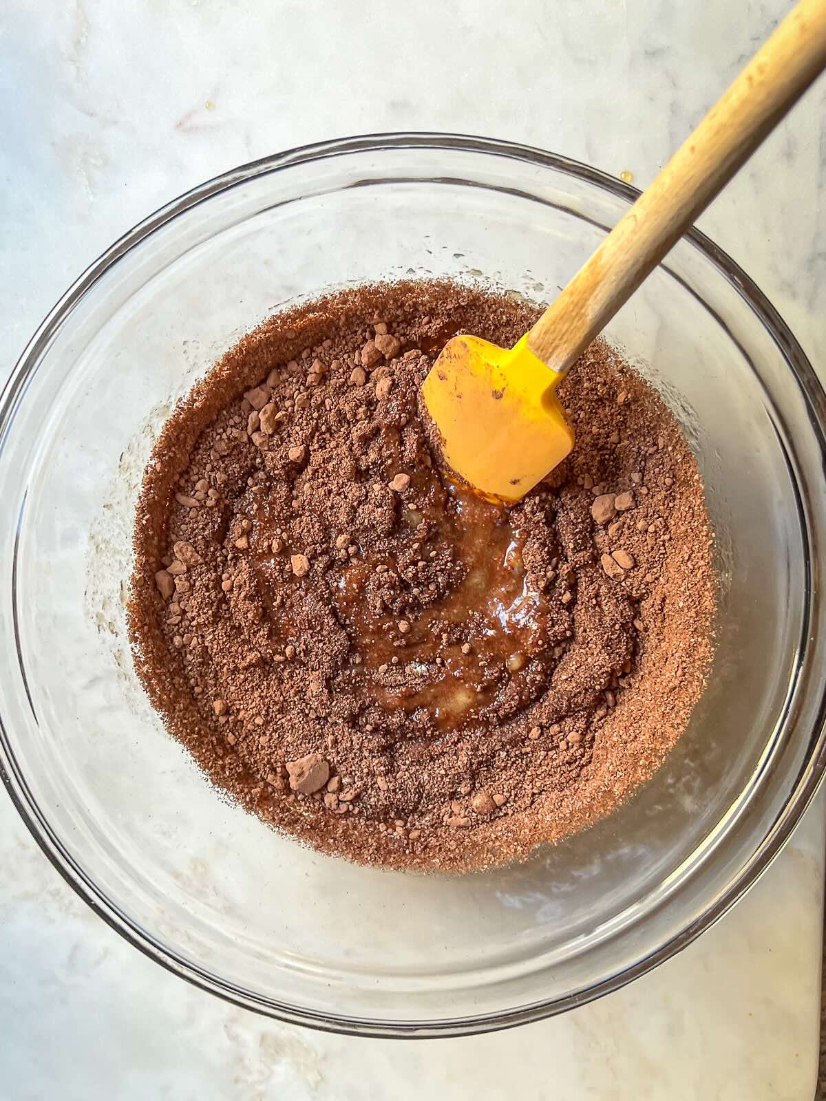Banana Almond Flour Brownies, combined dry and wet ingredients.