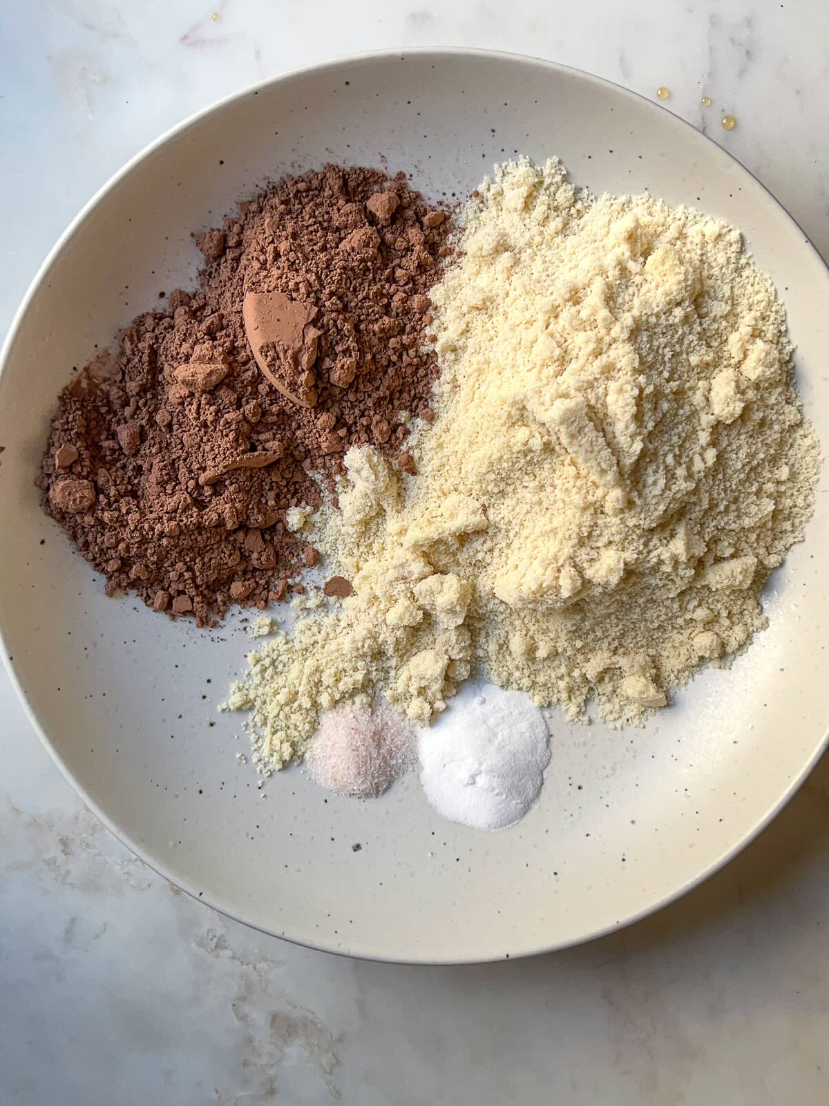 Banana Almond Flour Brownies, mix dry ingredients.