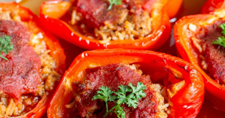 Gluten-Free Meat & Rice Stuffed Peppers