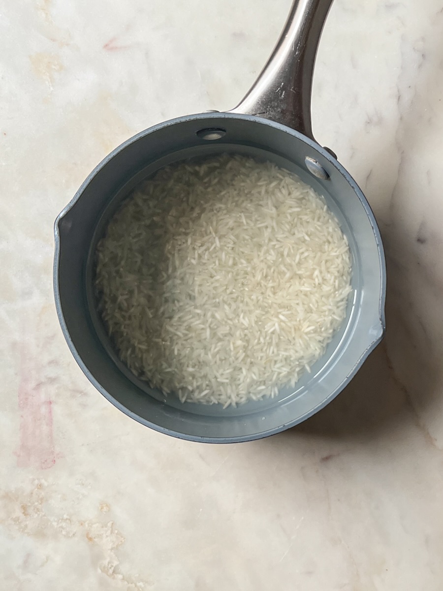 Gluten Free Meat and Rice Stuffed Peppers, Cook the Rice.