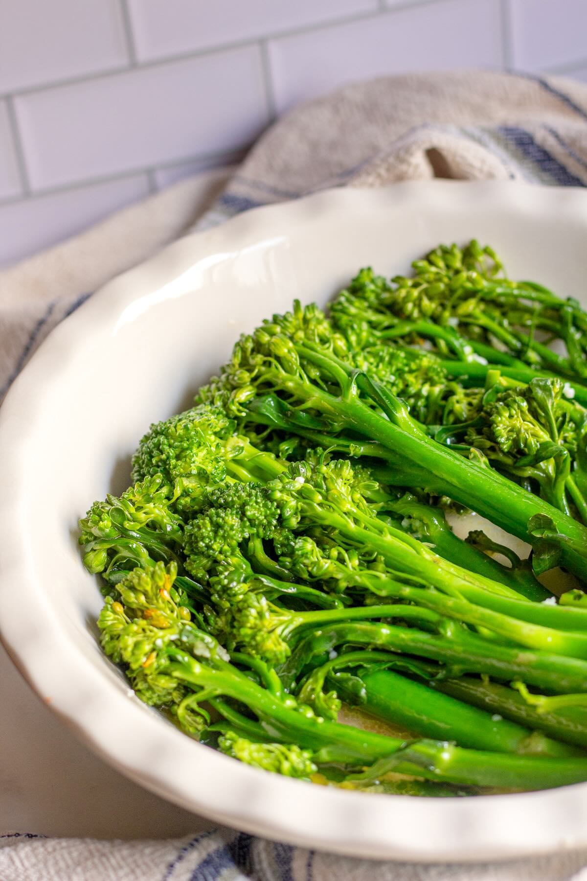 Steamed Broccolini made with Lemon Garlic Sauce.