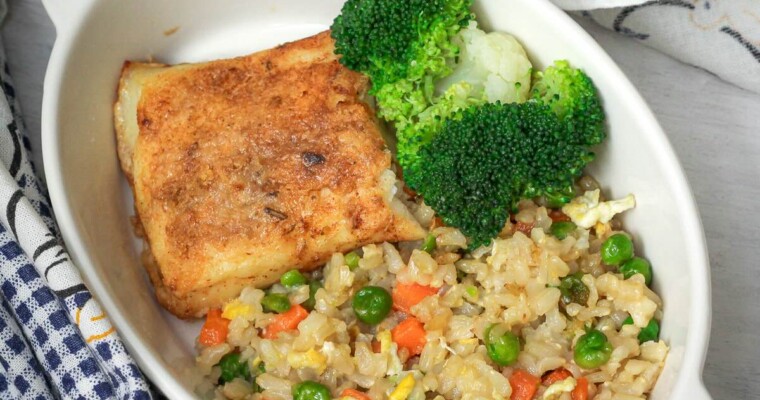 Easy Baked Cod with Fried Rice