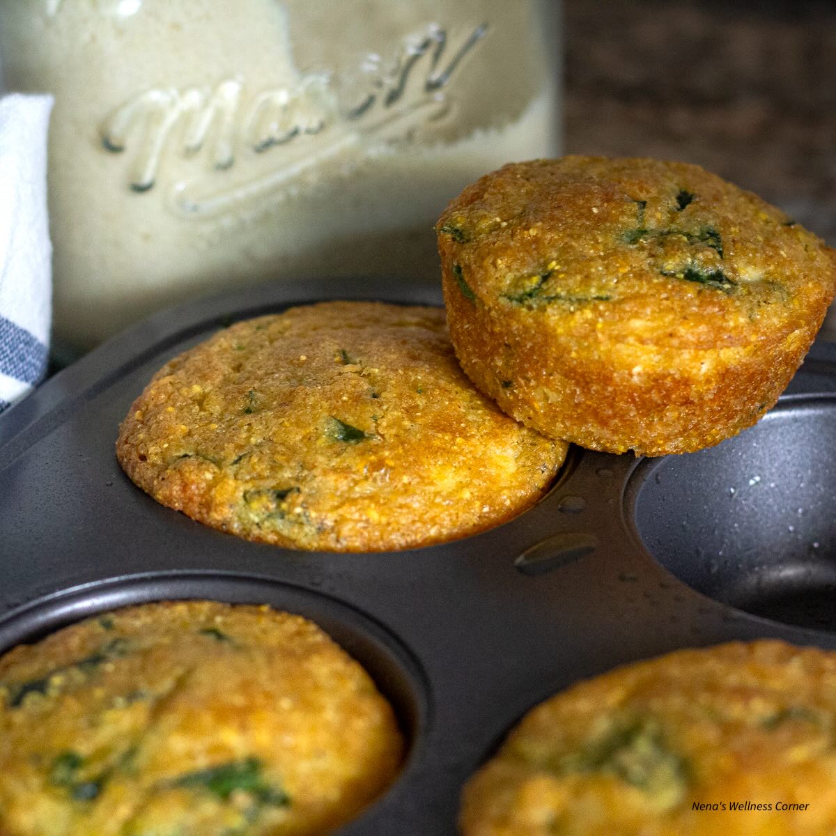 Spinach and Feta Savory Gluten free Muffins made with Almond Flour in a Muffin Pan