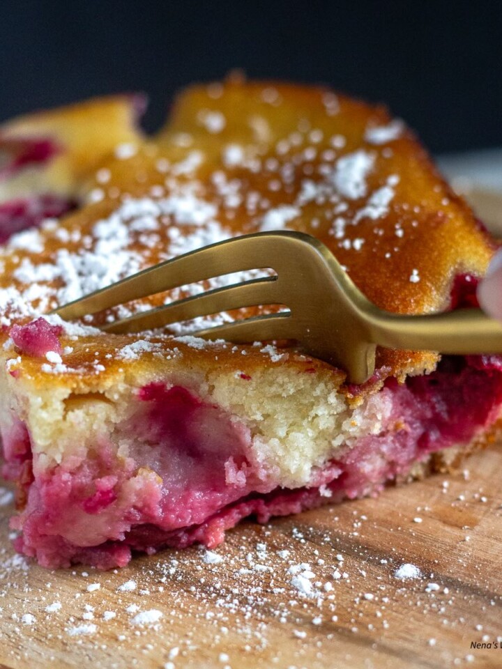 Sour Cherry Cake on a serving plate