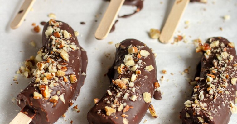 Chocolate Covered Banana Pops with Nuts (Healthy Snack)