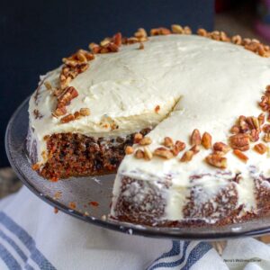 Gluten-free Carrot Cake with Almond Flour on a serving plate