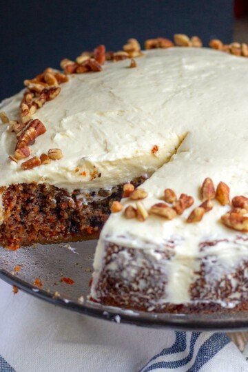 Gluten-free Carrot Cake with Almond Flour on a serving plate