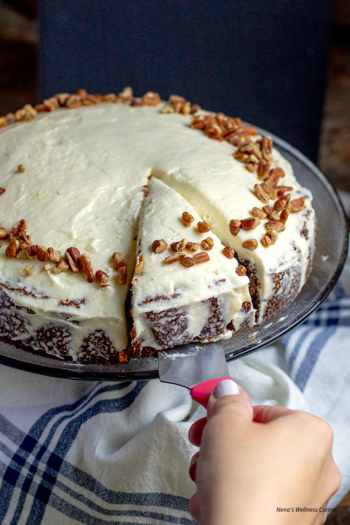 Gluten-free Carrot Cake with Almond Flour on a serving plate 
