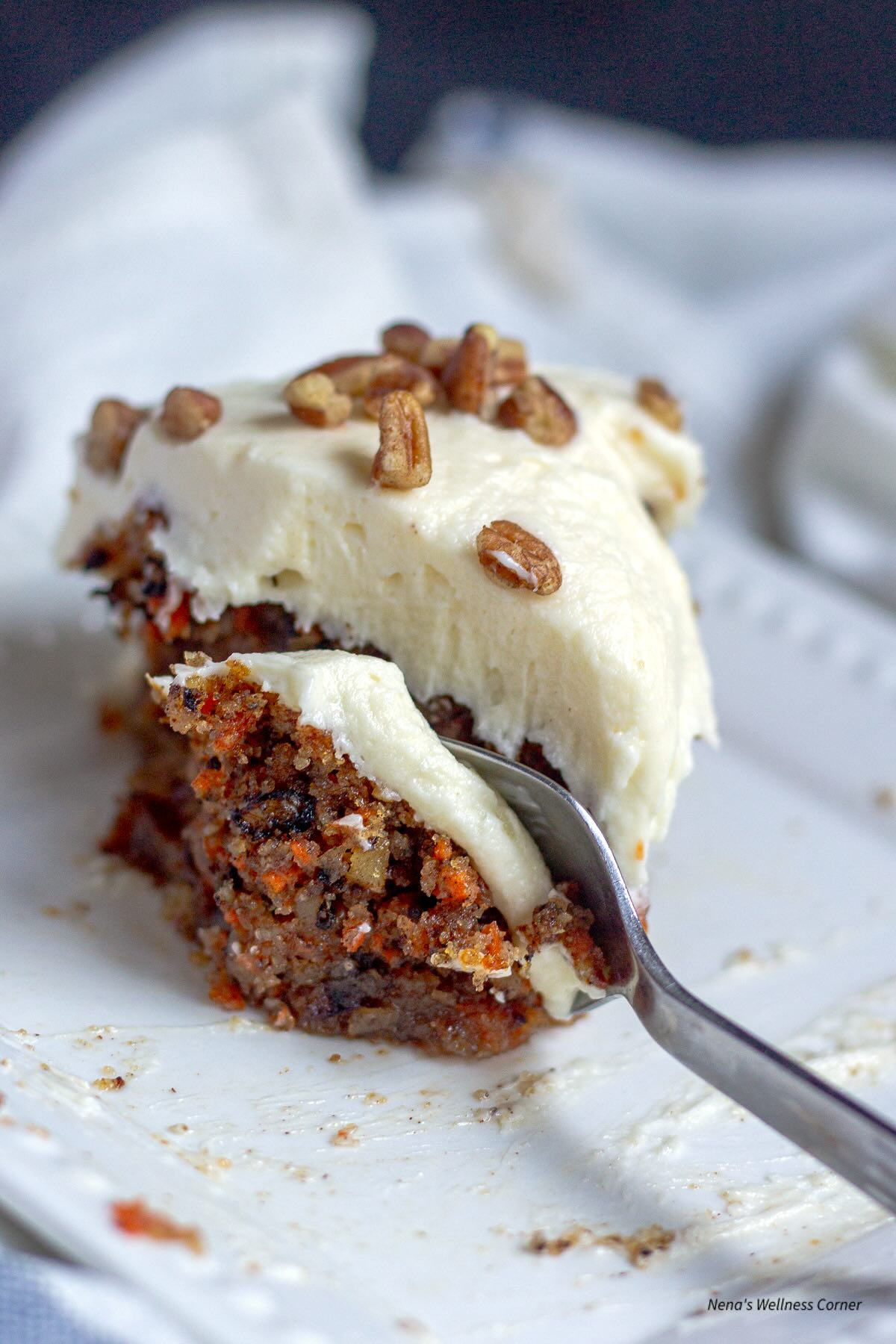 Gluten-free Carrot Cake with Almond Flour on a serving plate 
