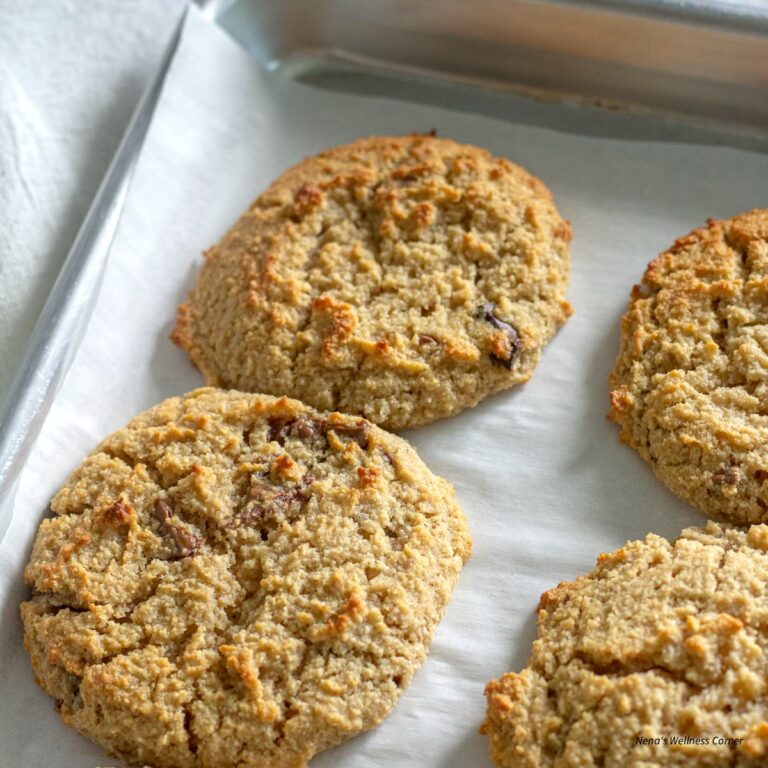 Gluten Free Chocolate Chip Cookies with Almond Flour on a Baking Sheet