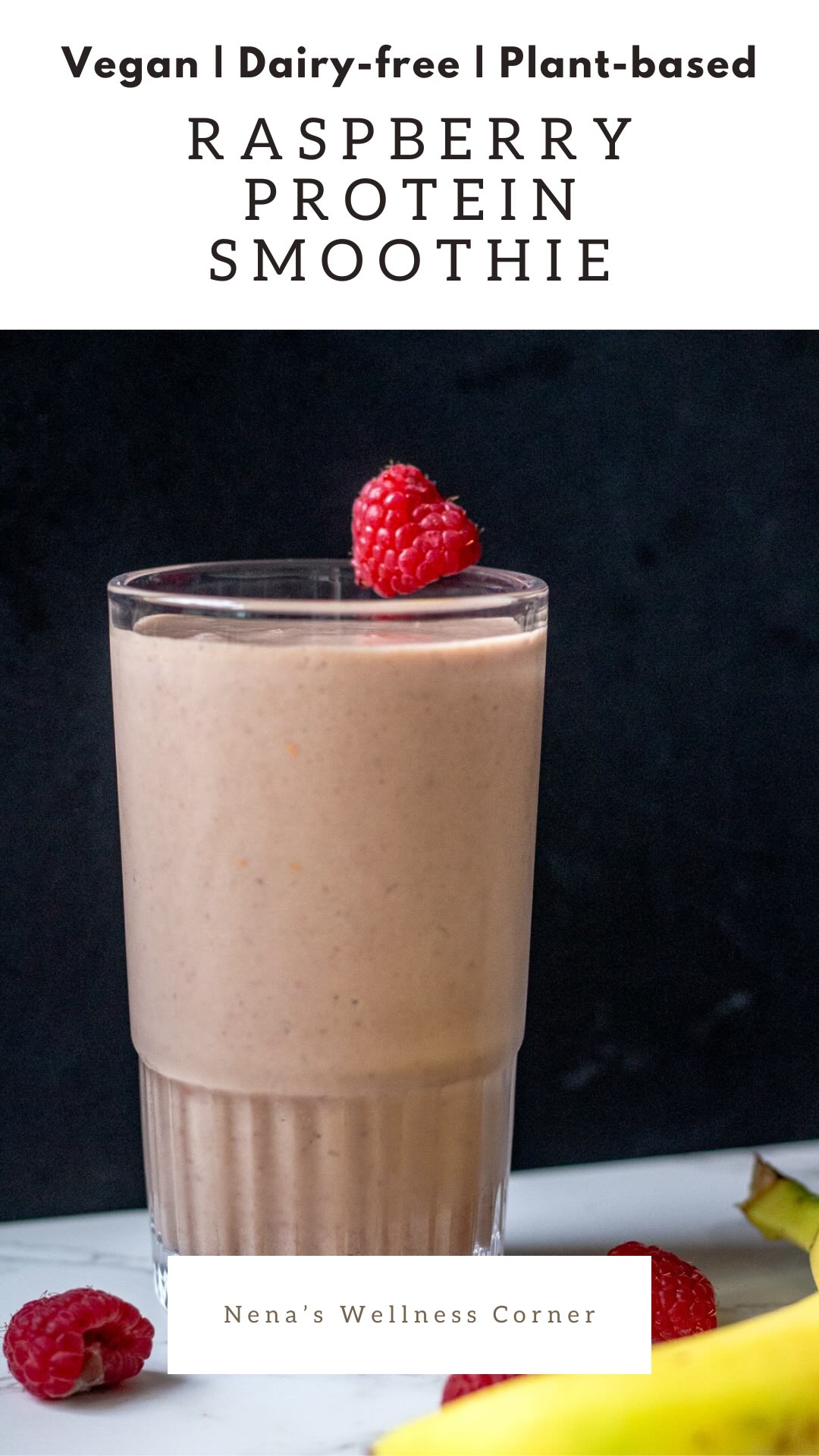 Creamy vanilla raspberry protein smoothie in a cup 1 Pinterest Pin