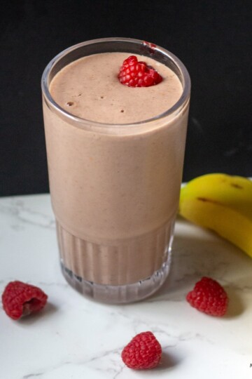 Creamy Vanilla Raspberry Protein Smoothie in a Cup