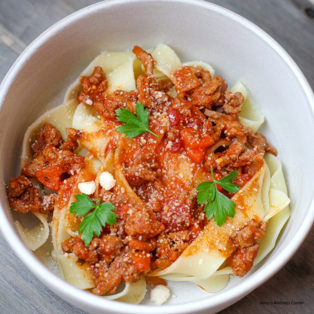 Turkey Mince Bolognese with Jar Sauce (Turkey Ragu Pasta) served in a bowl