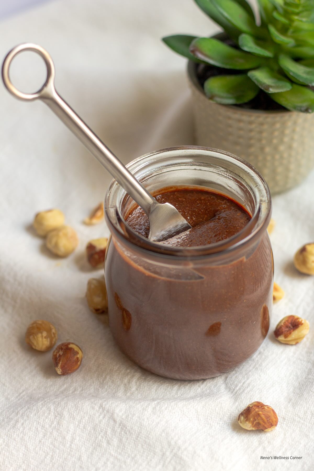 Homemade Nutella with Coconut Oil and Cococnut Sugar in a Jar