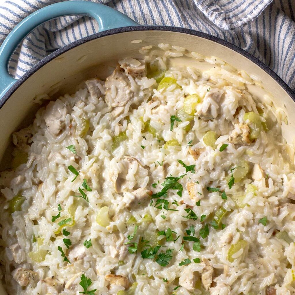 Healthy Chicken Risotto Recipe with Celery (using Leftover Chicken)