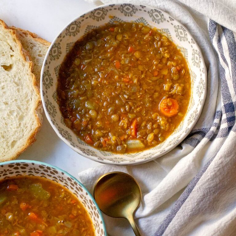 Hearty Carrot and Lentil Soup in Bowls