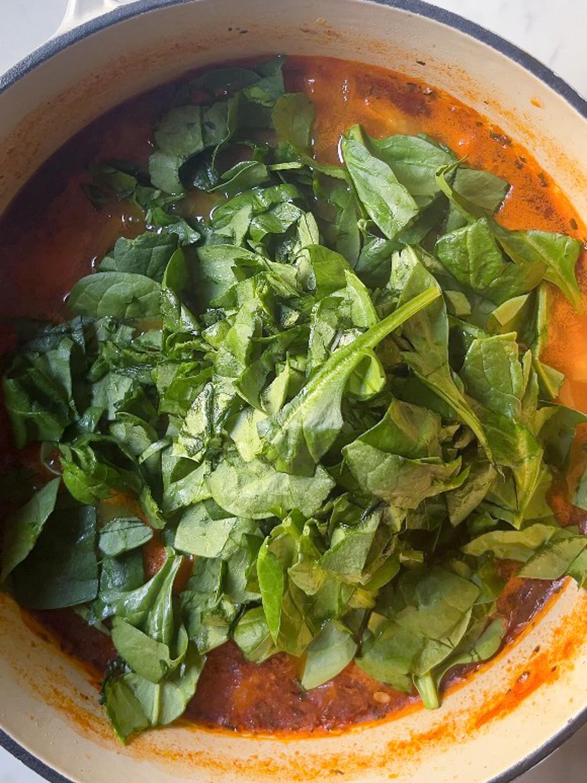 Vegetable soup with barley or farro, add spinach.