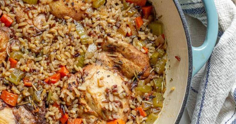One Skillet Chicken Thighs with Wild Rice