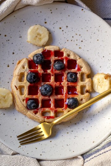 High-Protein Ricotta Waffles with Whole Wheat served on a plate