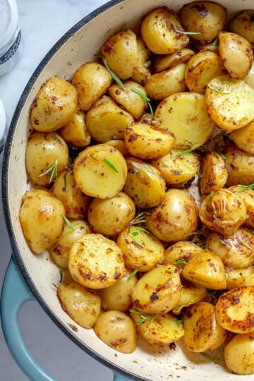 Garlic Butter Baby Potatoes in Dutch Oven