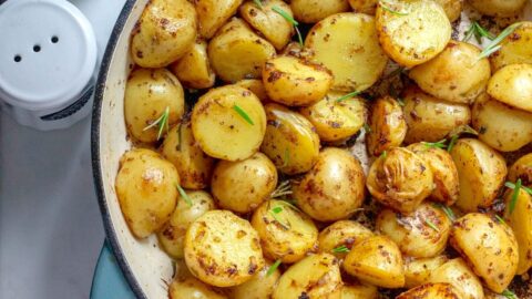 Garlic Butter Baby Potatoes in Dutch Oven