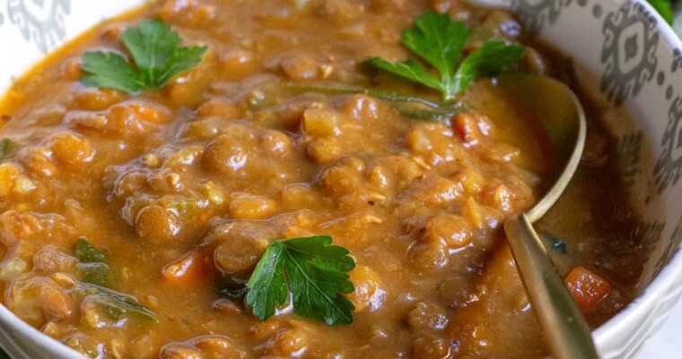 Easy Instant Pot Lentil Soup with Spinach