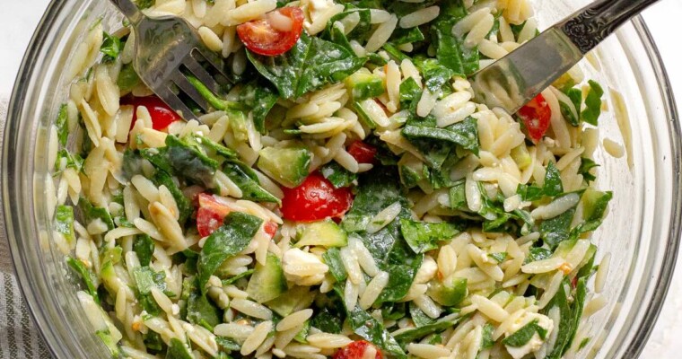 Easy Spinach Orzo Salad with Feta