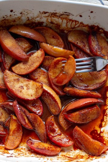 Oven-Baked Cinnamon Apples in a serving dish