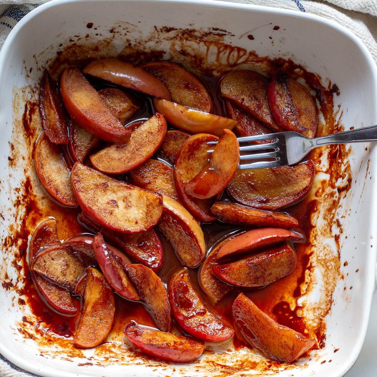Oven-Baked Cinnamon Apples in a serving dish