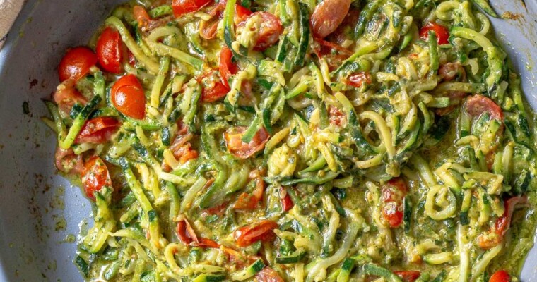 Nut-Free Pesto Zoodles (Zucchini Noodles)