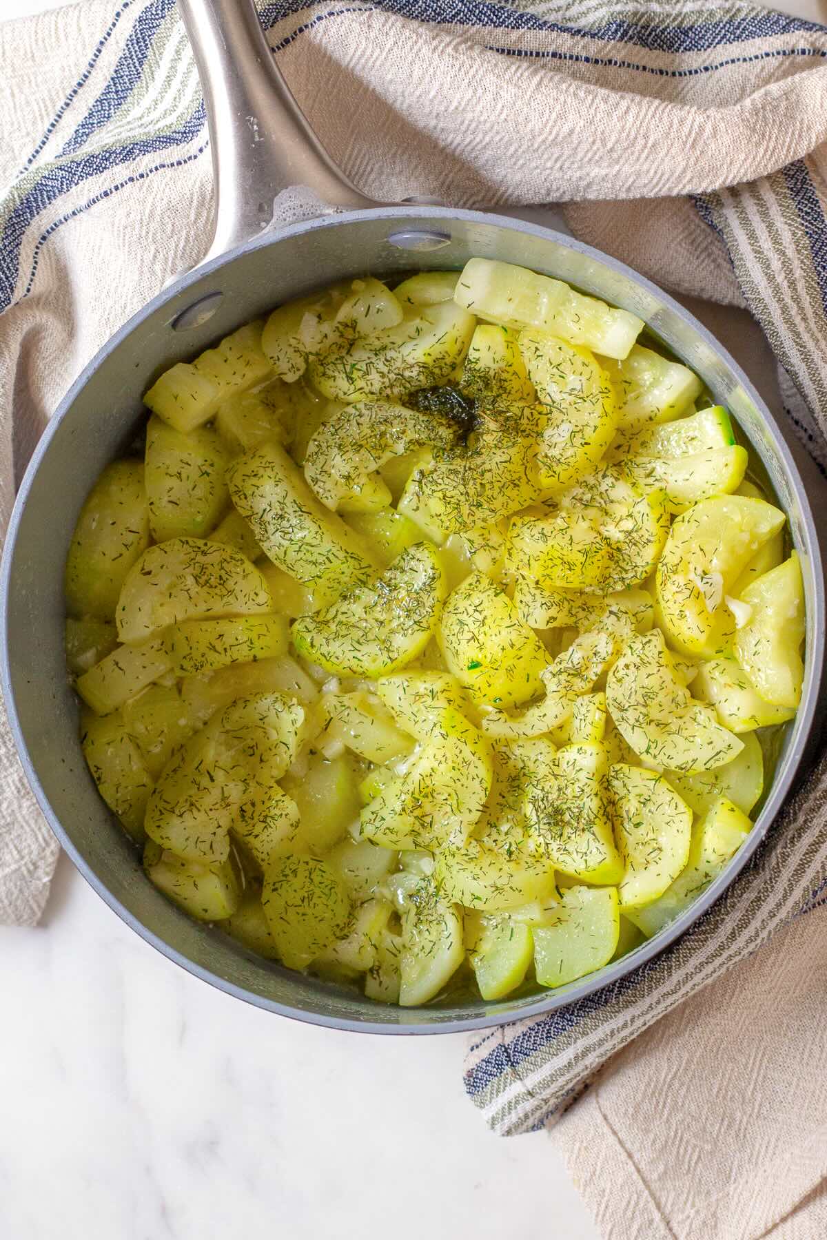 Stewed Zucchini with Garlic and Dill - Ready to Serve