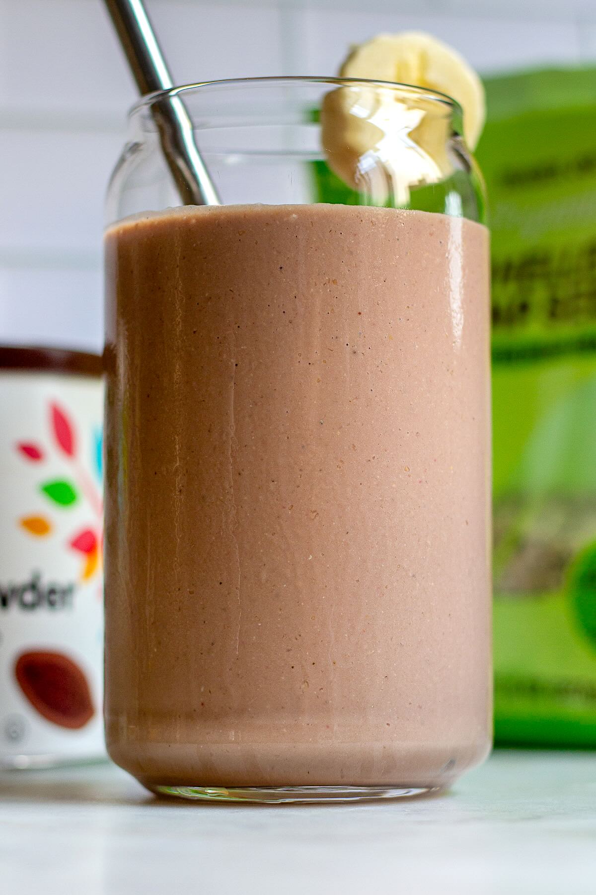 Strawberry Banana Chocolate Smoothie with Greek Yogurt in a Cup