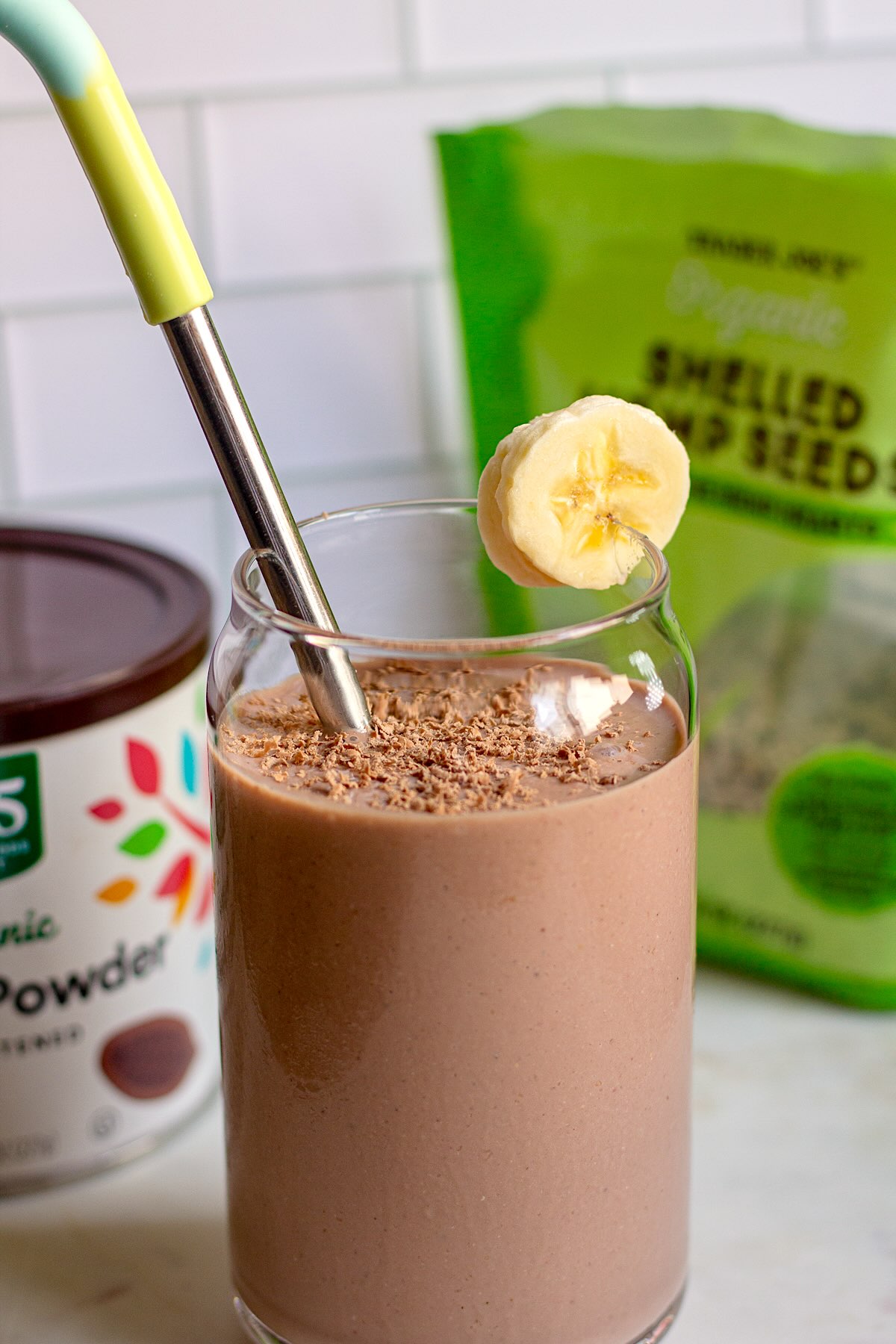 Strawberry Banana Chocolate Smoothie with Greek Yogurt