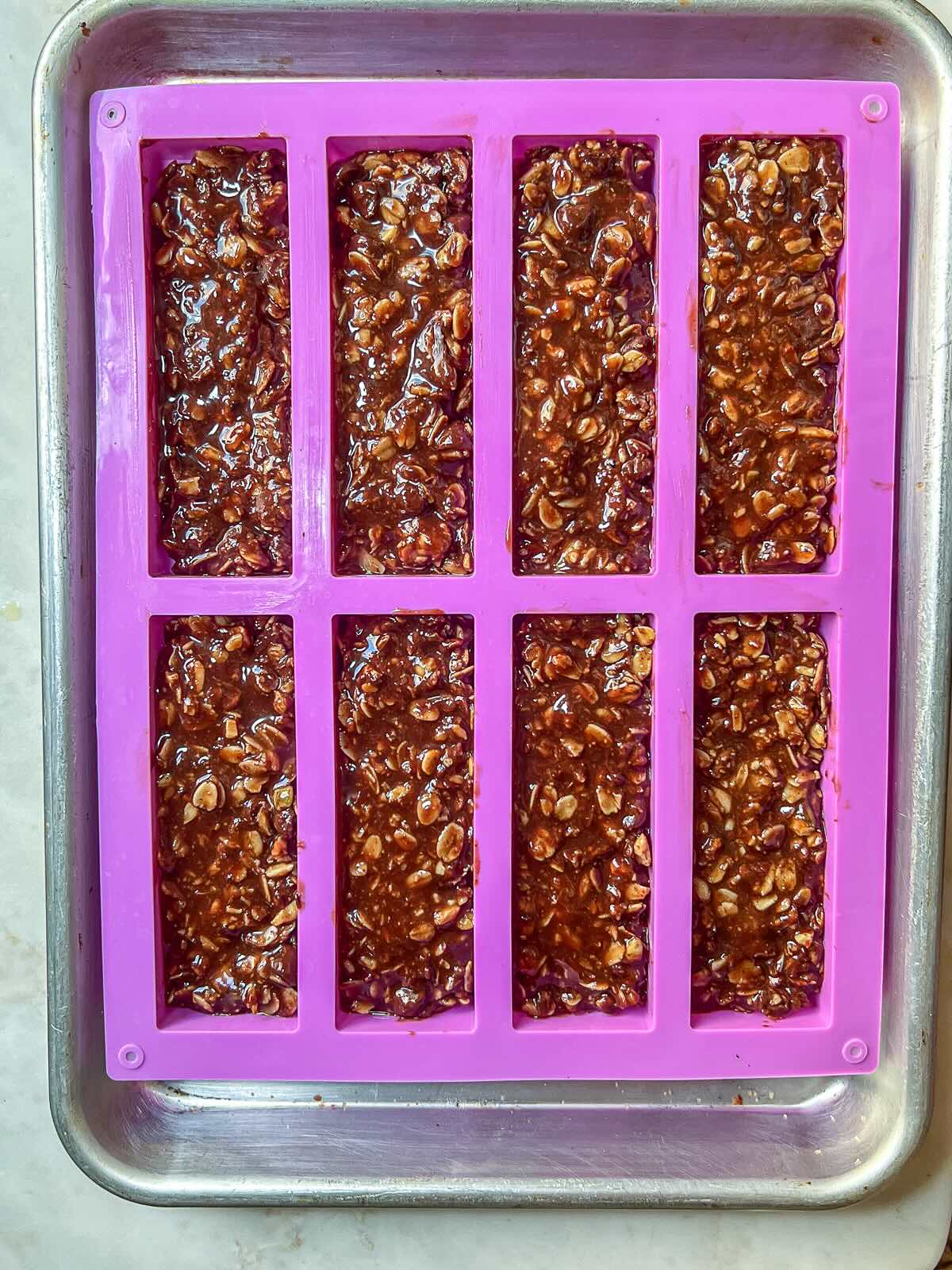 Homemade Granola Bars without Peanut Butter Pressed into Granola Bar Molds