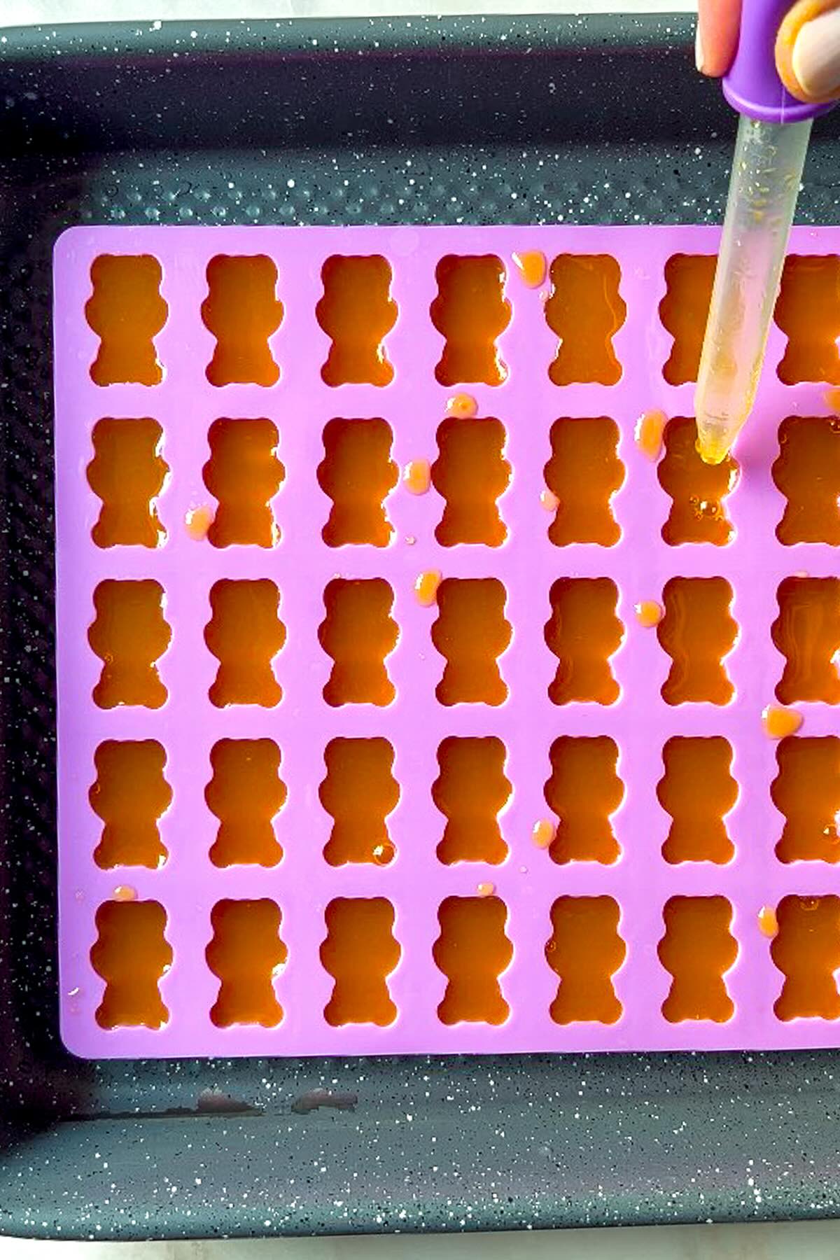 Turmeric ginger gummies, molding the gummies.
