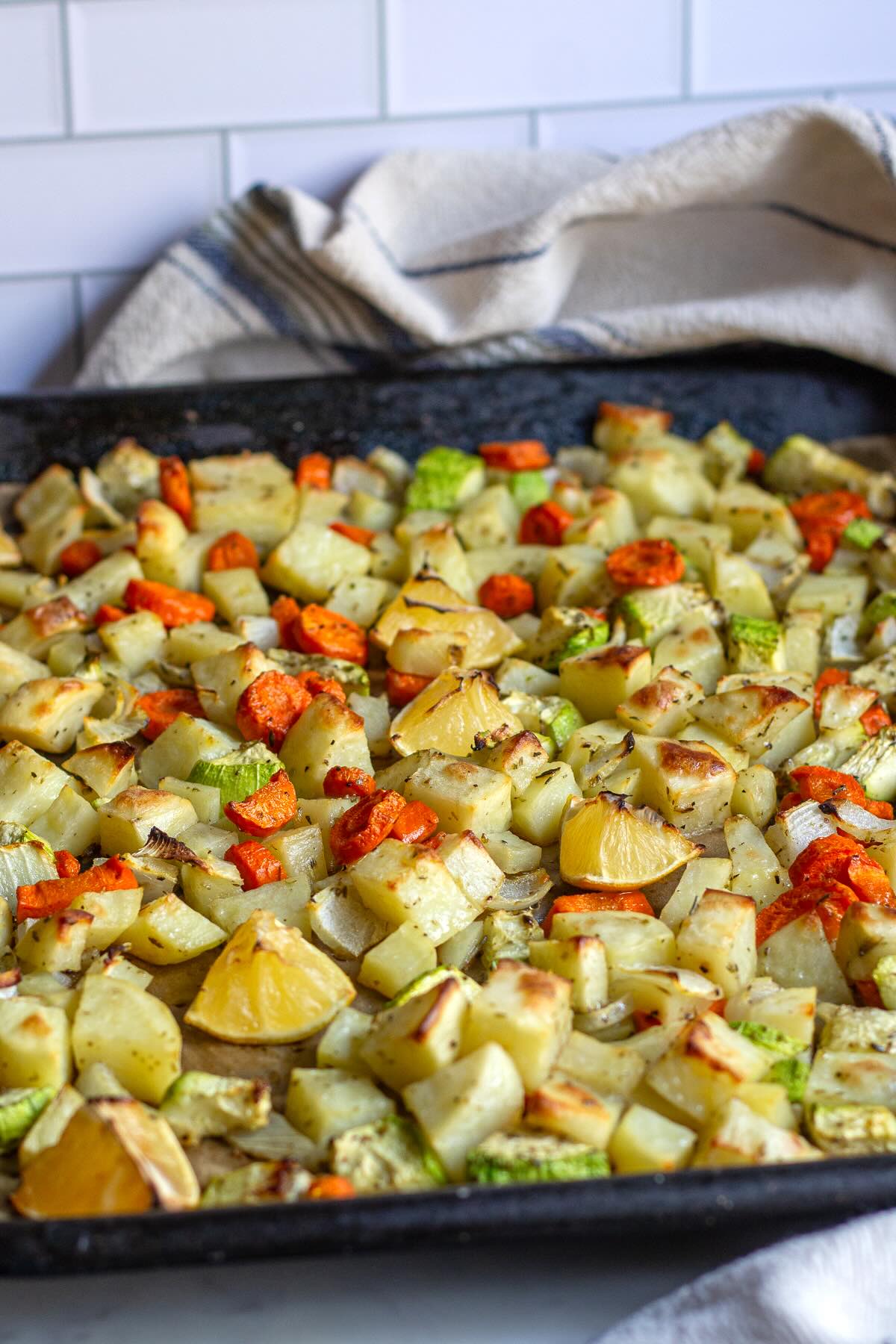 Oven Baked Potatoes, Carrots and Zucchini.